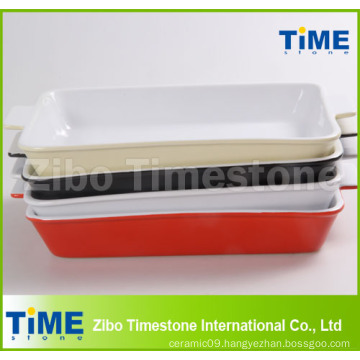 Rectangular Color Glazed Ceramic Bakeware (TM-1123)